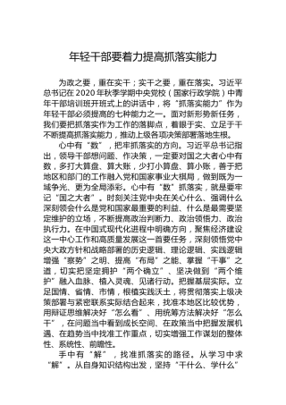 年轻干部要着力提高抓落实能力