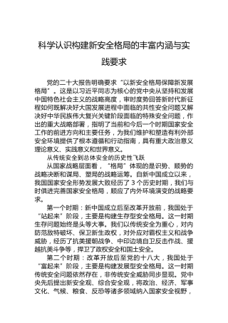 科学认识构建新安全格局的丰富内涵与实践要求