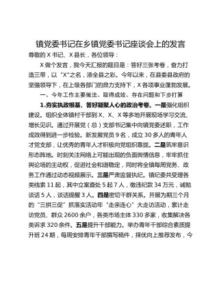 镇党委书记在乡镇党委书记座谈会上的发言