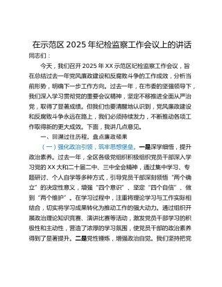 在示范区2025年纪检监察工作会议上的讲话_1