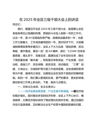 在2025年全区三级干部大会上的讲话_1