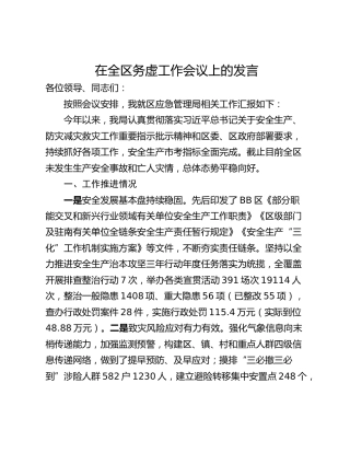 在全区务虚工作会议上的发言