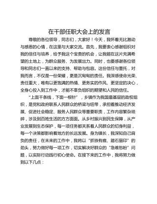 在干部任职大会上的发言