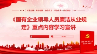 讲稿+PPT课件：《国有企业领导人员廉洁从业规定》重点内容学习宣讲