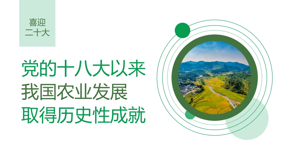 党课讲稿+PPT系列第120期：党的十八大以来我国农业发展的历史性成就（喜迎二十大）_第1页