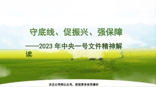 党课讲稿+PPT系列第175期：2023年中央一号文件精神解读 守底线、促振兴、强保障