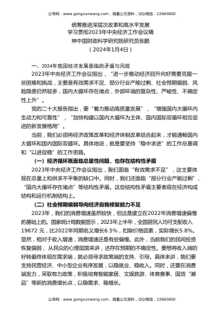 党课讲稿+PPT系列第241期：学习贯彻2023年中央经济工作会议精神 统筹推进深层次改革和高水平发展