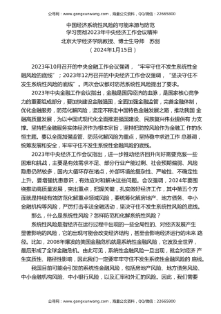 党课讲稿+PPT系列第251期：学习贯彻2023年中央经济工作会议精神 中国经济系统性风险的可能来源与防范