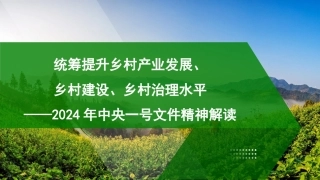 党课讲稿+PPT系列第252期：2024年中央一号文件精神解读  统筹提升乡村产业发展、乡村建设、乡村治理水平