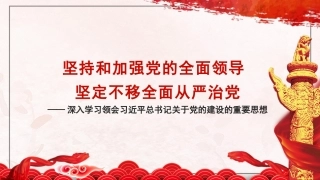 党课讲稿+PPT系列第266期：深入学习领会习近平总书记关于党的建设的重要思想 党的全面领导 全面从严治党 （党建、十三个坚持）
