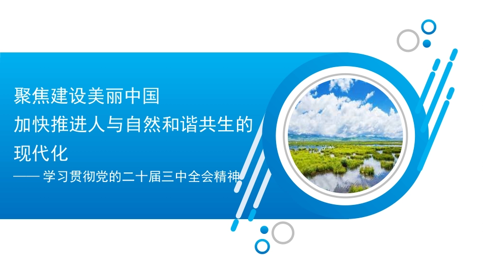 党课讲稿+PPT系列第298期：聚焦建设美丽中国 加快推进人与自然和谐共生的现代化——学习贯彻党的二十届三中全会精神_第1页