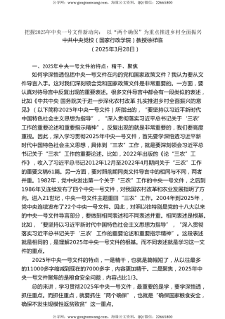 党课讲稿+PPT系列第344期：把握2025年中央一号文件新动向： 以“两个确保”为重点推进乡村全面振兴