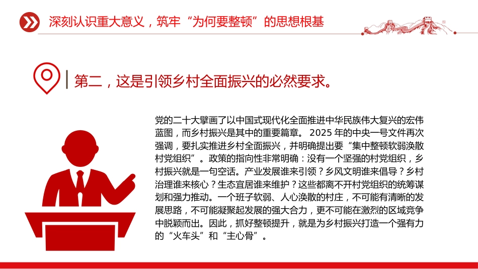 党课ppt+讲稿：聚焦软弱涣散基层党组织整顿提升，锻造坚强战斗堡垒，引领乡村全面振兴（6100字，30张）_第7页