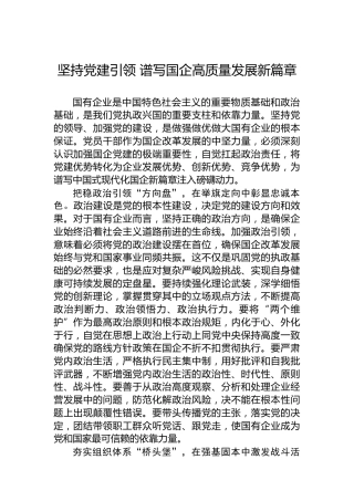 坚持党建引领谱写国企高质量发展新篇章