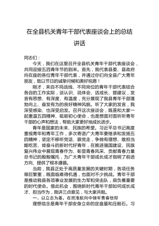 在全县机关青年干部代表座谈会上的总结讲话