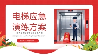 电梯应急演练方案PPT：电梯安全防护知识培训动态模板