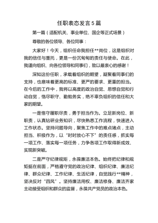 任职表态发言【5篇】
