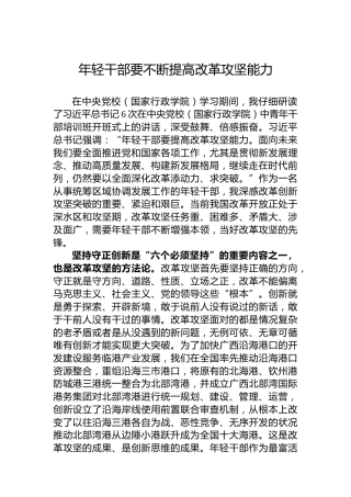 年轻干部要不断提高改革攻坚能力