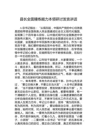 县长全面锤炼能力本领研讨发言讲话