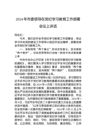 2024年市委领导在专题活动工作部署会议上讲话