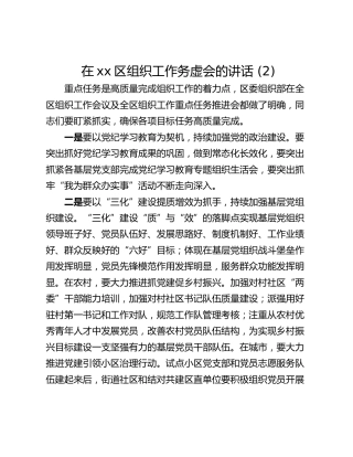 在xx区组织工作务虚会的讲话 (2)