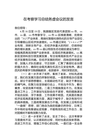 在考察学习总结务虚会议的发言
