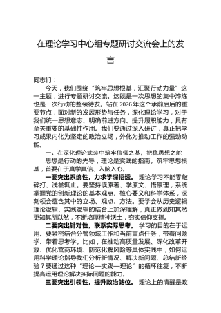 在理论学习中心组专题研讨交流会上的发言