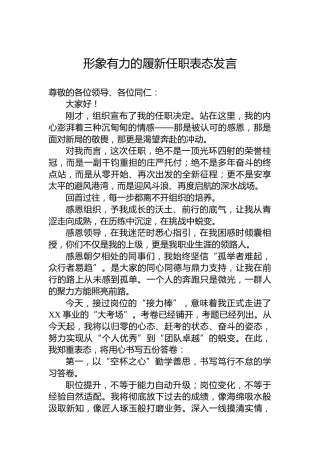 形象有力的履新任职表态发言