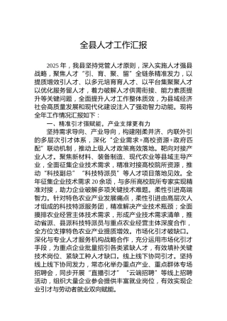 全县人才工作汇报