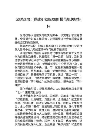 区财政局：党建引领促发展模范机关树标杆