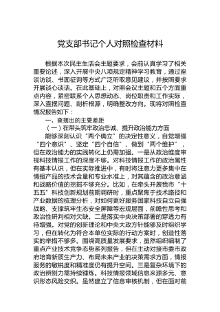 党支部书记个人对照检查材料