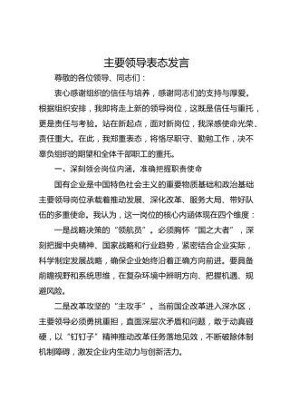 2026年主要领导表态发言