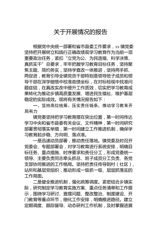 关于开展情况的报告