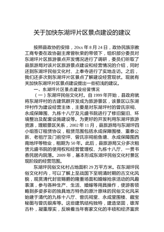 关于加快东湖坪片区景点建设的建议