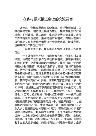 在乡村振兴推进会上的交流发言