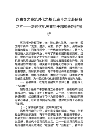 以青春之我筑时代之基以奋斗之姿赴使命之约——新时代机关青年干部成长路径探析