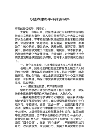 乡镇党建办主任述职报告