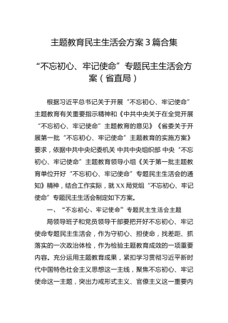 主题教育民主生活会方案3篇