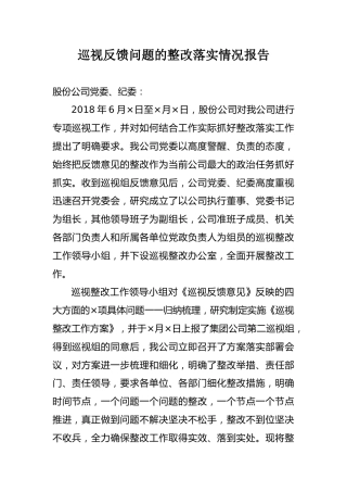 巡视反馈问题的整改汇报