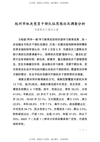 党员干部队伍思想状况调查分析