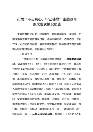 主题教育整改落实情况报告