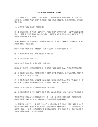 斗匠湾村2019年度党建工作计划