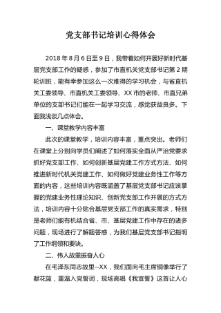 党支部书记培训心得体会3篇