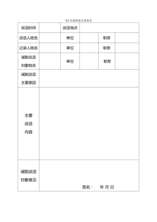 诫勉谈话记录表