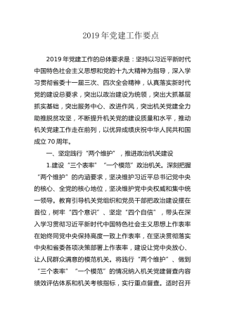 2019年党建工作要点（5000字）