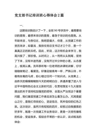 党支部书记培训班心得体会2篇