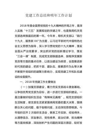 2018党建工作总结和明年工作计划