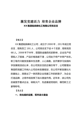 激发党建活力 培育企业品牌