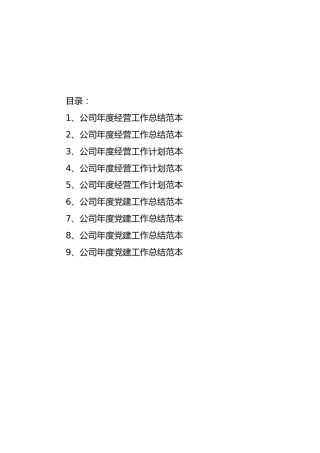 公司工作总结及工作计划（经营类、党建类9篇）