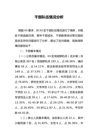 干部队伍情况分析